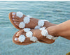 Bohemian flower power recycled wood sandals