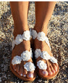 Bohemian flower power recycled wood sandals