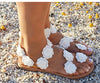 Bohemian flower power recycled wood sandals