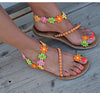 Bohemian flower power recycled wood sandals