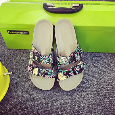 Cork  Belt double Strap Babouche Slides