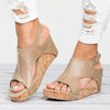 RETRO CHIC WEDGE GLADIATOR SANDALS GOLD