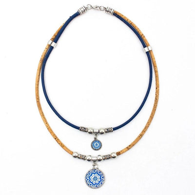 Natural cork with blue cork handmade