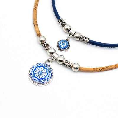 Natural cork with blue cork handmade