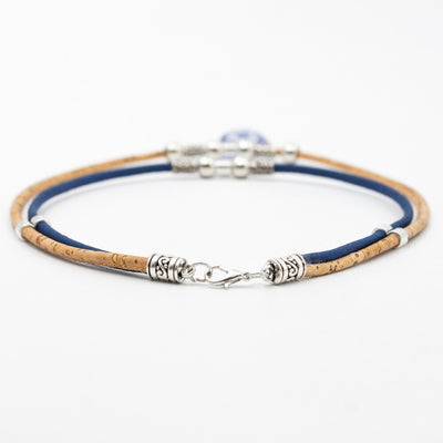 Natural cork with blue cork handmade