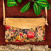 Original handmade natural cork Botanical Flowers and rustic Crossbody bag